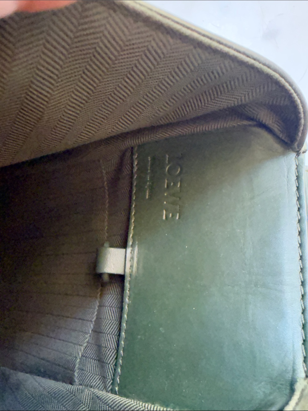 Loewe Dark Green Leather Crossbody Bag with Gold Zipper - Picture 7 of 8
